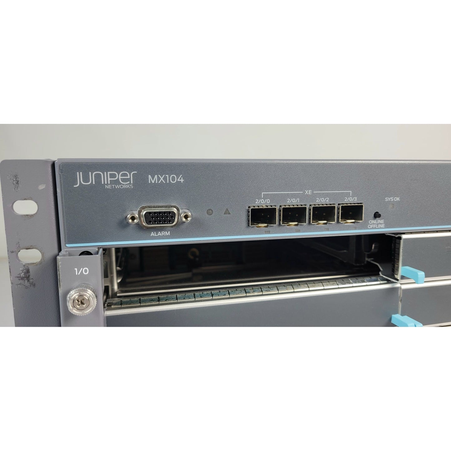 Juniper MX104 Router w/ 2x RE-S-MX104 4xSFP+ enabled 2x PWR-MX104-AC MX104-AC
