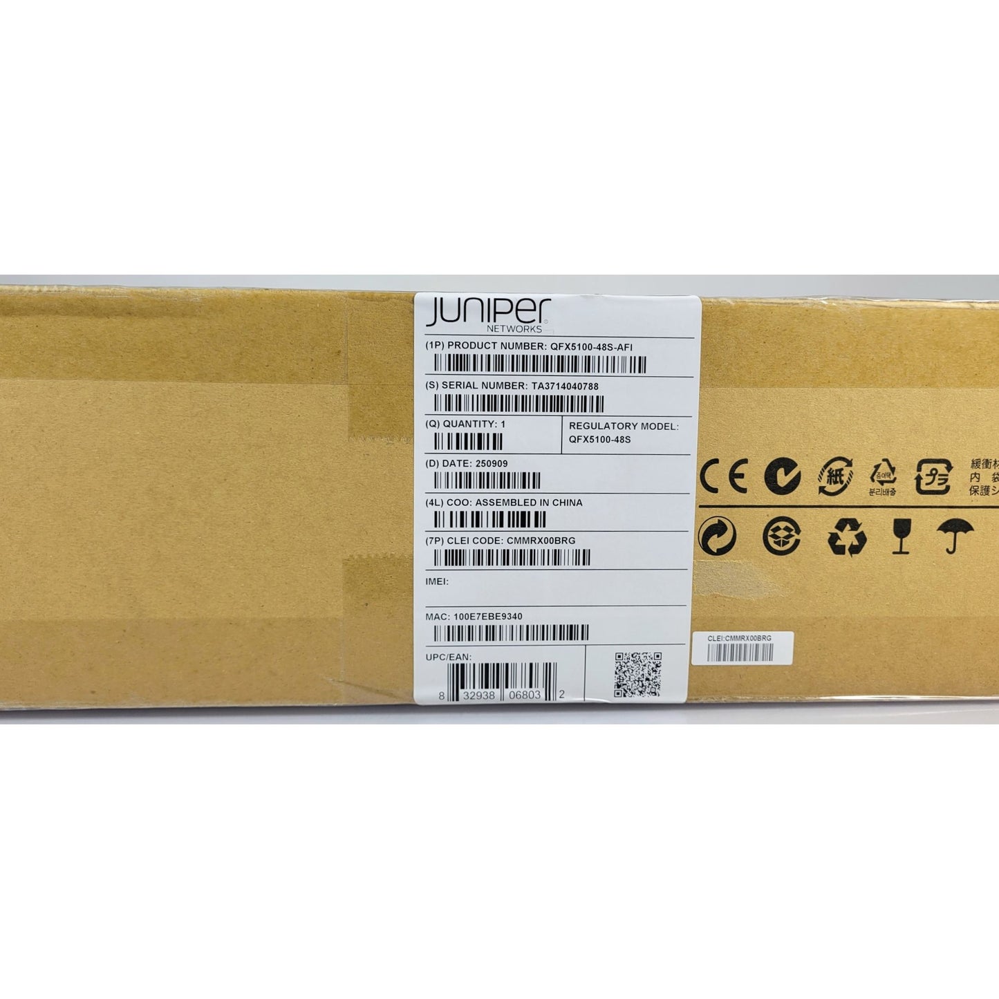 Juniper QFX5100-48S-AFI, 48x SFP+/SFP ports & 6x QSFP