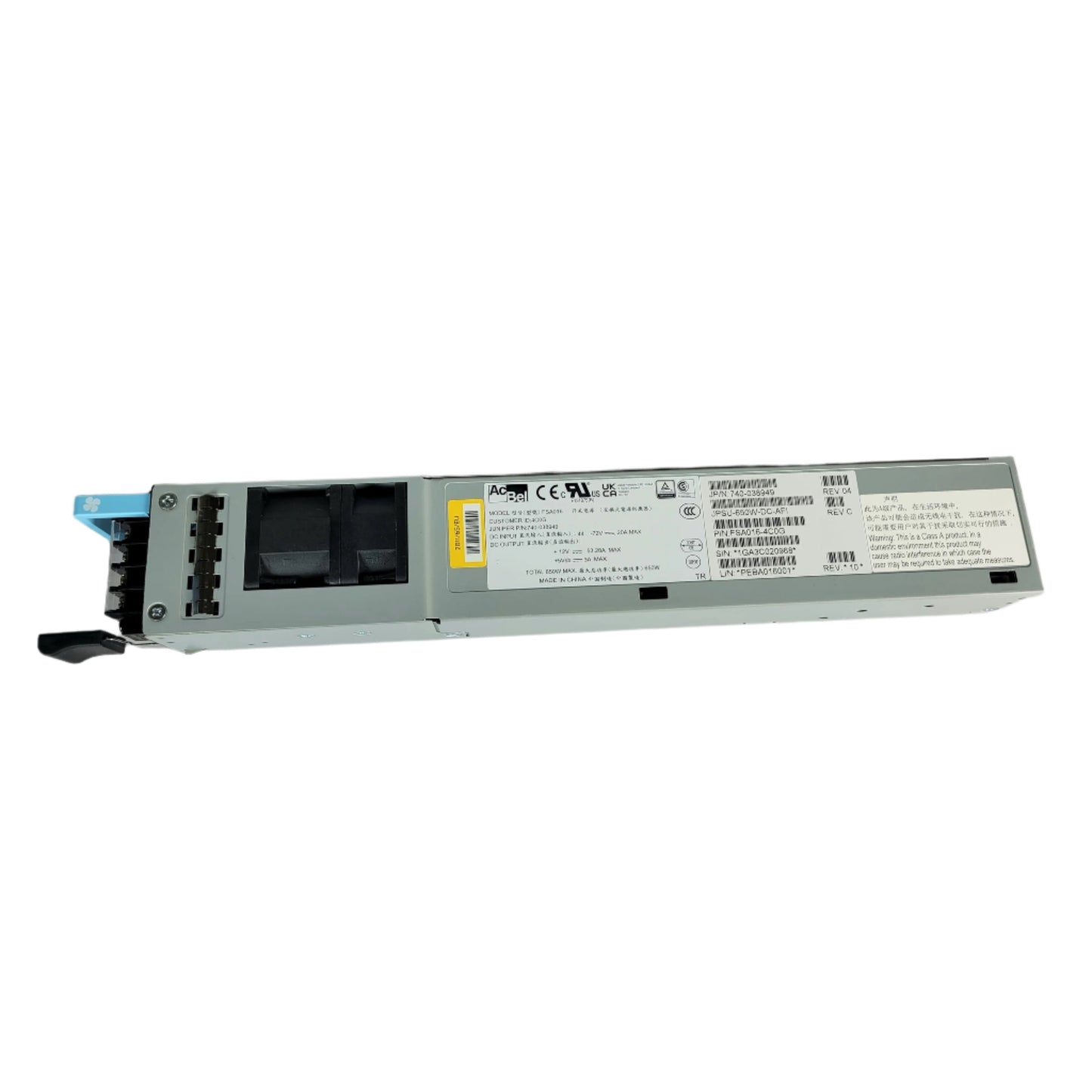 Juniper JPSU-650WDC-AFI Power Supply for EX4550, QFX Series. (Used - Good)