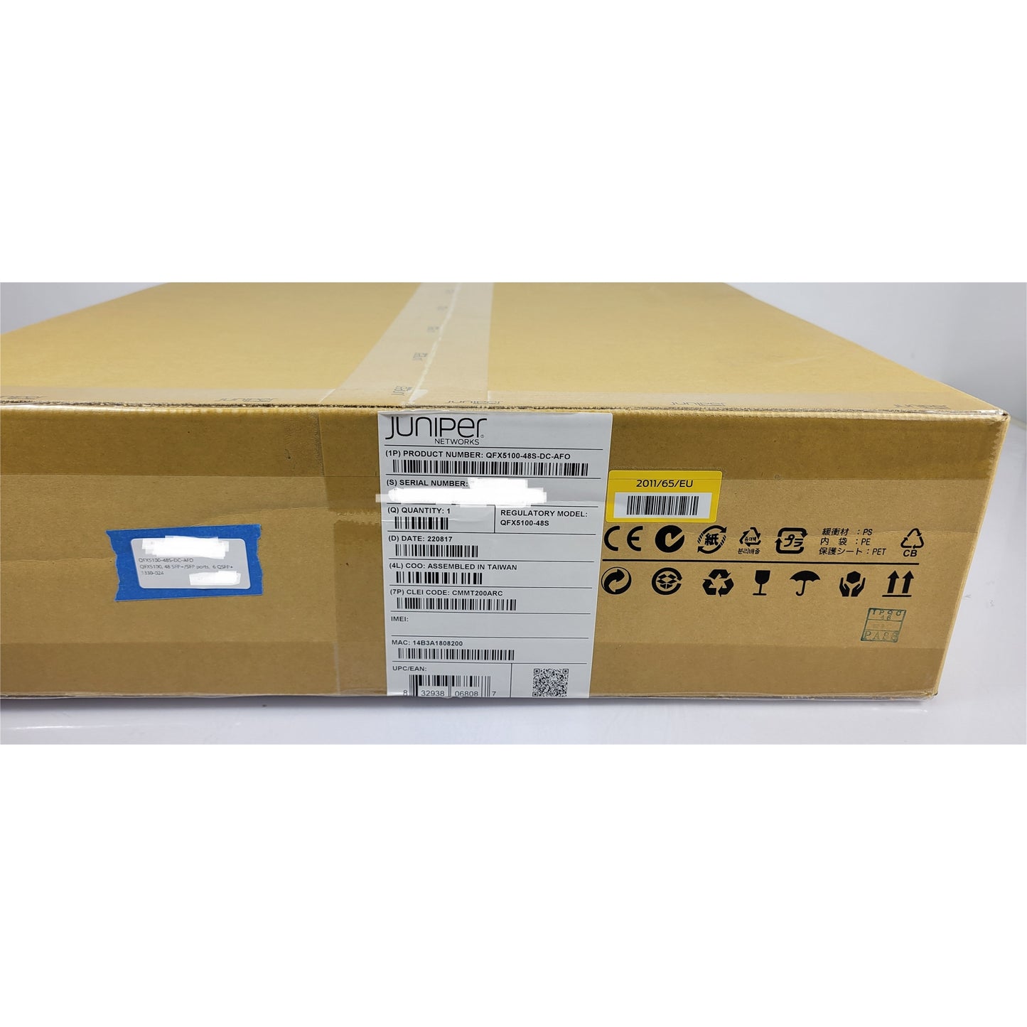 Juniper QFX5100-48S-DC-AFO, 48x SFP+/SFP ports, 6x QSFP+