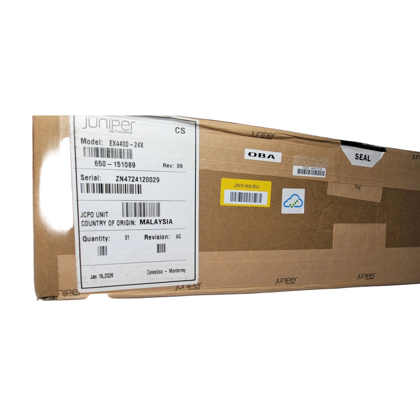 Juniper 24x 10GbaseX switch with 2x 100G uplink ports.