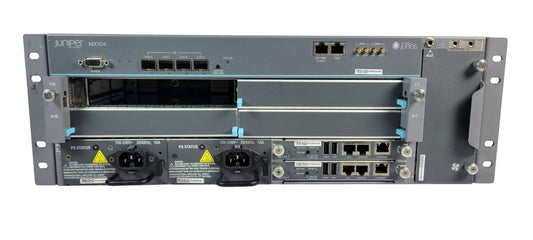 Juniper MX104 Router w/ 2x RE-S-MX104 4xSFP+ enabled 2x PWR-MX104-AC MX104-AC