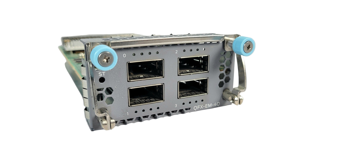 The QFX-EM-4Q, provides 4 additional 40Gb Ethernet QSFP+ (Used - Good)
